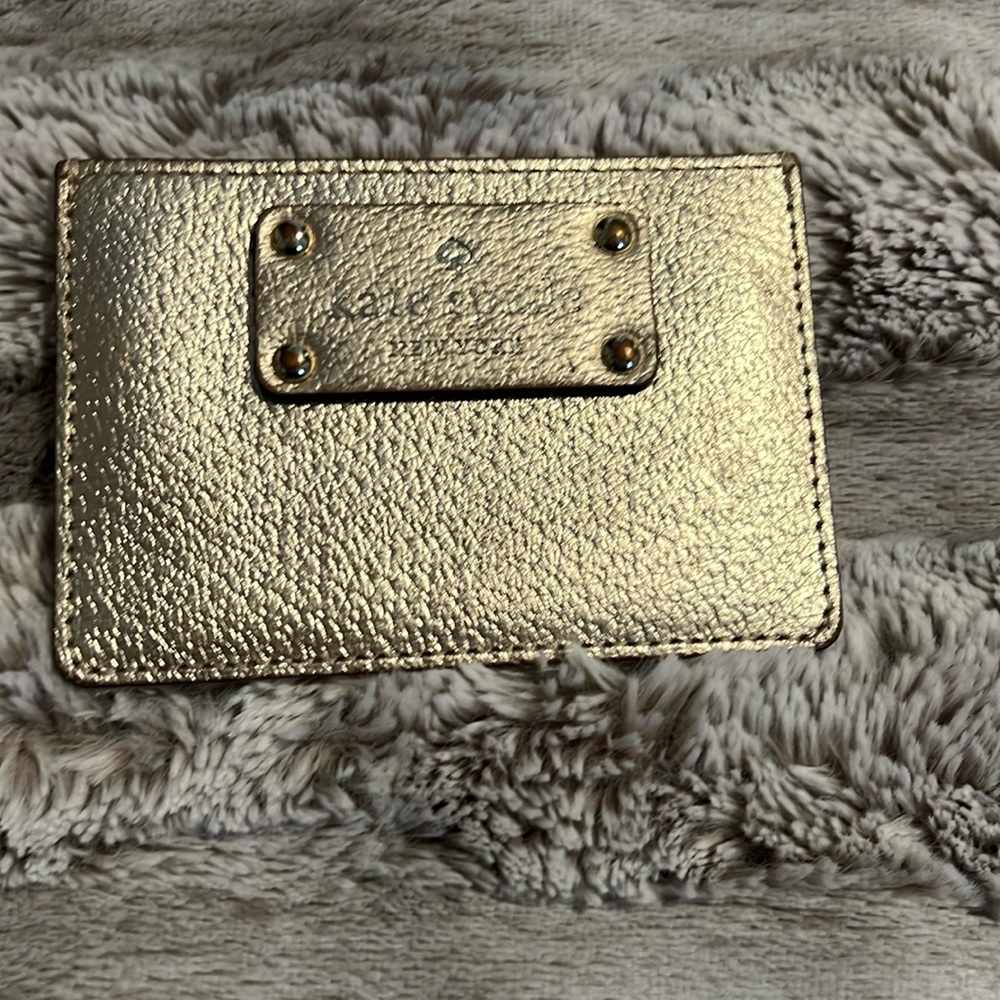 Kate spade card wallet rose gold and pink interior